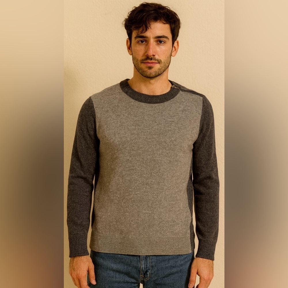J Crew 1/4 Zip Sweater Men Size Medium Gray Slim 100% Merino Wool Casual Preppy